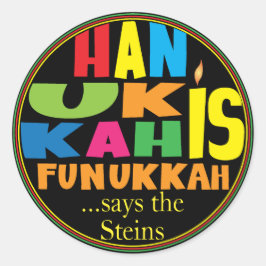 Chanukah/Hanukkah "HanukkahFunukka" Stickers Round Runt Klistermärke