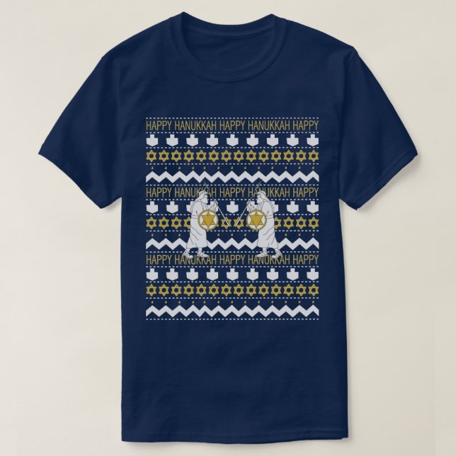 Chanukah/Hanukkah Manarna "Ugly Sweater" T-Shirt (Design framsida)