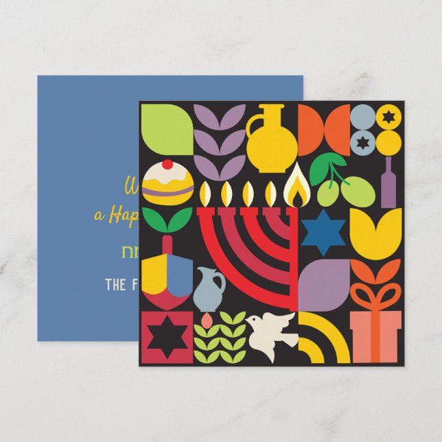 Chanukah Hanukkah Menorah Donut Jewish Stars Kort (Fram/baksida)