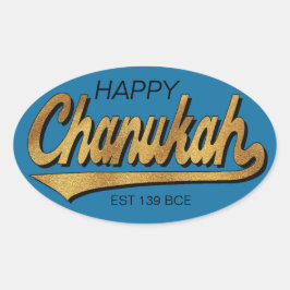 Chanukah/Hanukkah Retro Stickers OVAL Ovalt Klistermärke