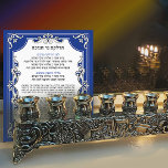 Chanukah Hebrew Candle Light Blating Hanukkah Fototryck<br><div class="desc">Behålla ett kort med Blessings för att tända Chanukah-ljus i närheten. Det är ett vackert tillägg till din Chanukah bord-dekoration. Du kan lägga till den i ett foto ram på en genomskinlig bord-teckenhållare.</div>