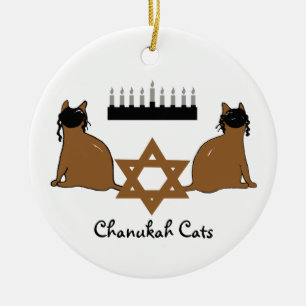Chanukah kattprydnad julgransprydnad keramik