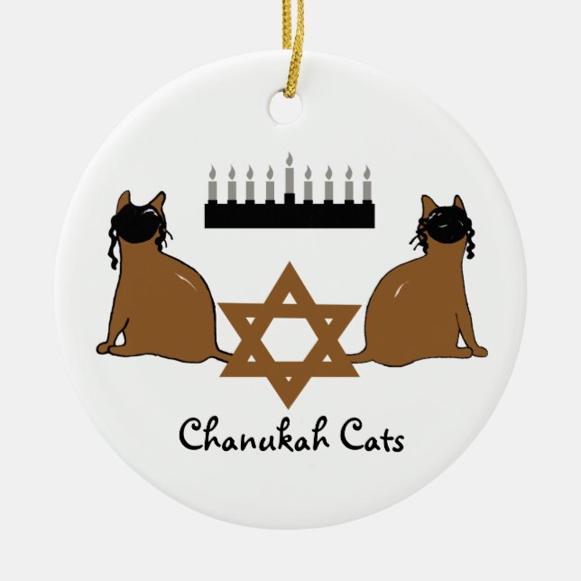 Chanukah kattprydnad julgransprydnad keramik (Framsidan)