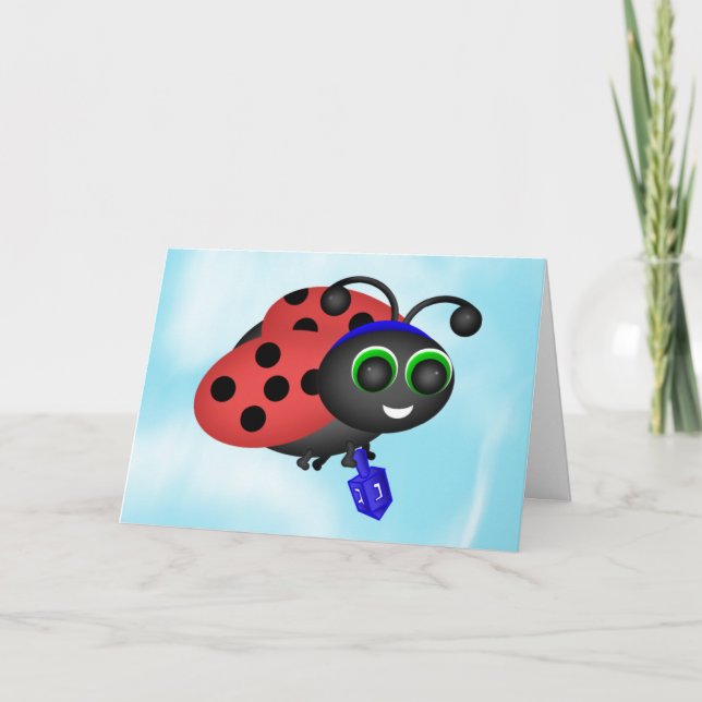 Chanukah Ladybug Helgkort (Framsida)