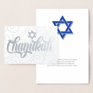 Chanukah med David Modern Silvers stjärna Folierat Kort