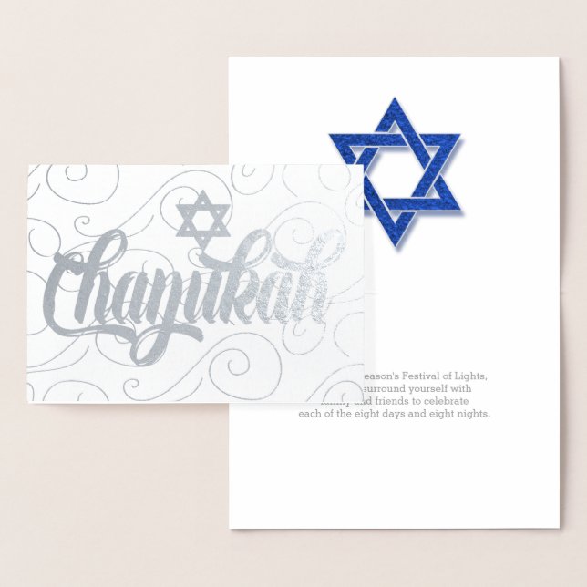 Chanukah med David Modern Silvers stjärna Folierat Kort (Display)