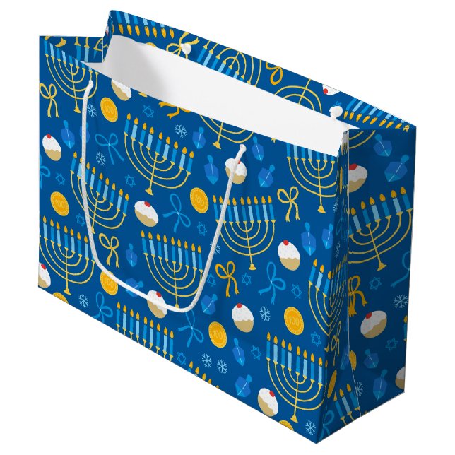 Chanukah Menorah Gelt Dreidel Blue (Framsidan Vinklad)