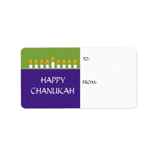 Chanukah Menorah Gift-etikett Adressetikett (Framsidan)