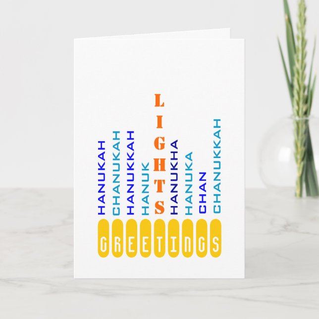 Chanukah Menorah i Ord Card Helgkort (Framsida)