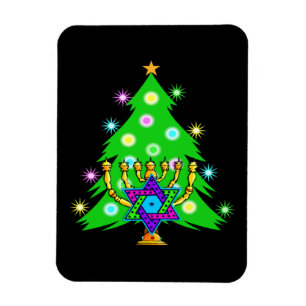 Chanukah Menorah Julgran Magnet