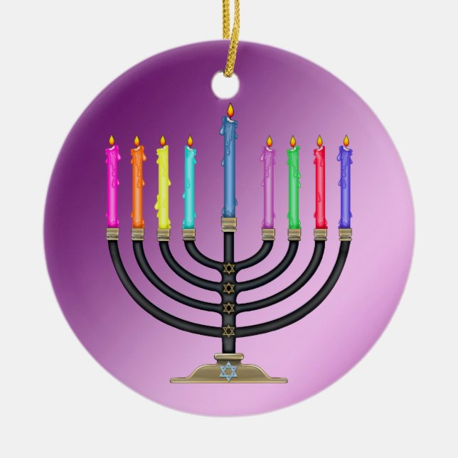 Chanukah Menorah Julgransprydnad Keramik (Framsidan)