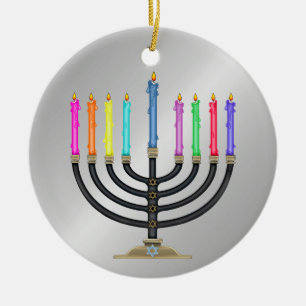 Chanukah Menorah Julgransprydnad Keramik