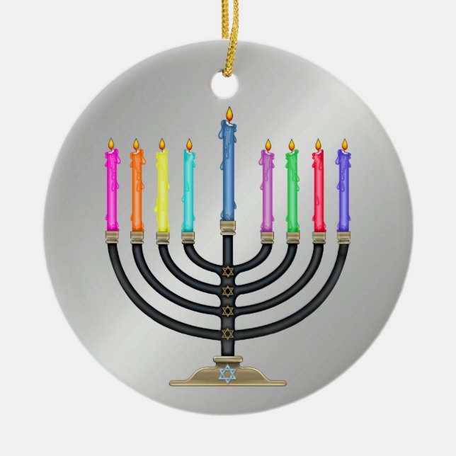 Chanukah Menorah Julgransprydnad Keramik (Framsidan)
