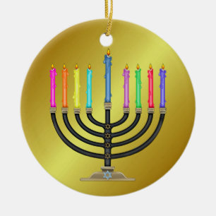 Chanukah Menorah Julgransprydnad Keramik