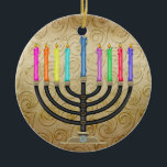 Chanukah Menorah Julgransprydnad Keramik<br><div class="desc">Ha roligt med dem. Tänka teman! Spela upp med färger, lägg till eller ta bort text och (för lite extra-avgift) anpassa baksidan med bilder, färg, din logotyp/företagsinformation... ! De är också underbara för gåvor eller använda som den avslutande kurvan på din presentförpackning. Tack så mycket för att du är här....</div>