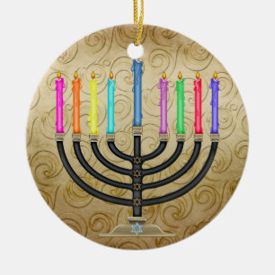 Chanukah Menorah Julgransprydnad Keramik