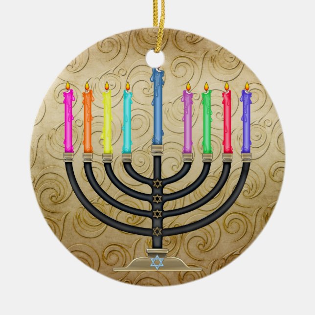Chanukah Menorah Julgransprydnad Keramik (Framsidan)