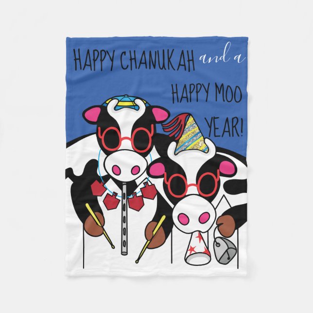 Chanukah Moo Year Fleece Blanket (Framsidan)