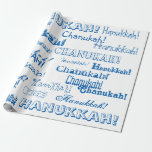 Chanukah O' Hannukah Blue and White Wrapping Pappe Presentpapper<br><div class="desc">Använda den här roligten. Chanukah slår pappert för gåvor varje kväll av Hannukah. Din älskade kommer att ha roligt med detta papper,  oavsett om de väntar på att ljusen ska brinna lågt och undra vad som finns inne i det,  eller slita sig fram till gudarna.</div>
