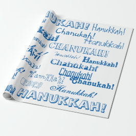 Chanukah O' Hannukah Blue and White Wrapping Pappe Presentpapper