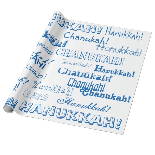 Chanukah O' Hannukah Blue and White Wrapping Pappe Presentpapper (Utrullad)