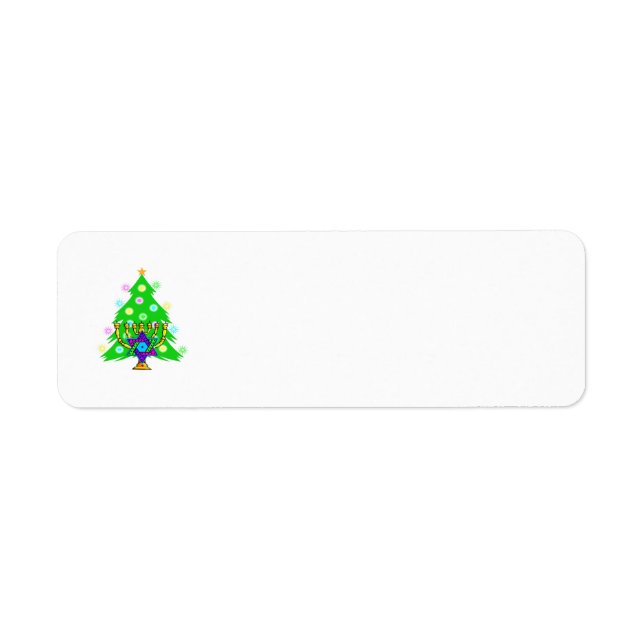 Chanukah och jul tillsammans returadress etikett (Framsidan)