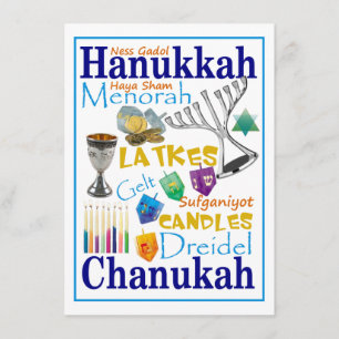 Chanukah Ord Collage Inbjudningar