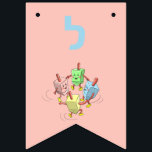 Chanukah skräddarsydd dansdreidel banner vimplar<br><div class="desc">Överraska din gäst med en anpassad chanukah-banderoll. Lägg till din familj namn för att göra den mer personlig.</div>