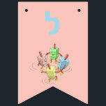 Chanukah skräddarsydd dansdreidel banner vimplar<br><div class="desc">Överraska din gäst med en anpassad chanukah-banderoll. Lägg till din familj namn för att göra den mer personlig.</div>