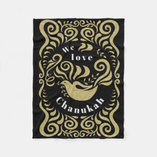 Chanukah Stencil Fleece Blanket
