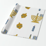 Chanukah Wrapping Papper Presentpapper<br><div class="desc">Chanukah slår papper med hand plockade Chanukah-grafik av artiklar för Chanukah,  en Chanukah-menorah,  en dröm och ljus.</div>