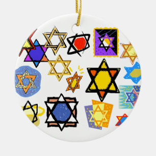CHANUKKA ORNAMENTS - JEWISH STARS - MOGEN DAVID JULGRANSPRYDNAD KERAMIK