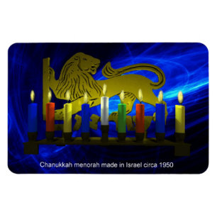 Chanukkah Brass Lejon Menorah Magnet