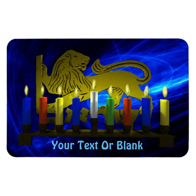 Chanukkah Brass Lejon Menorah Magnet (Horisontell)