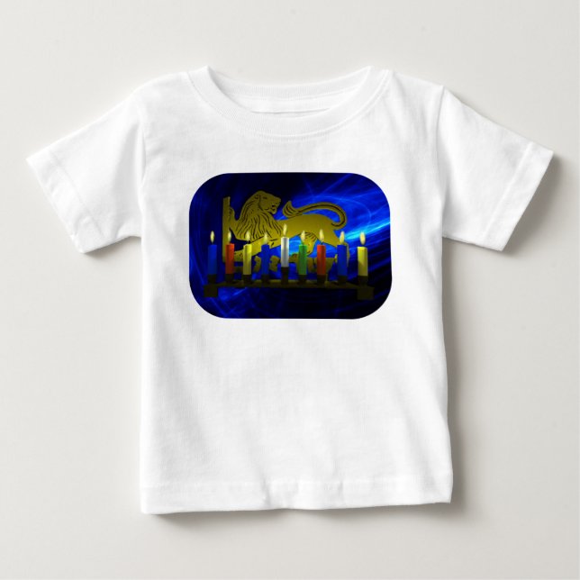 Chanukkah Brass Lejon Menorah T-shirt (Framsida)