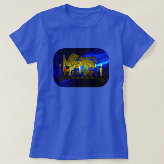 Chanukkah Brass Lejon Menorah Tee (Design framsida)