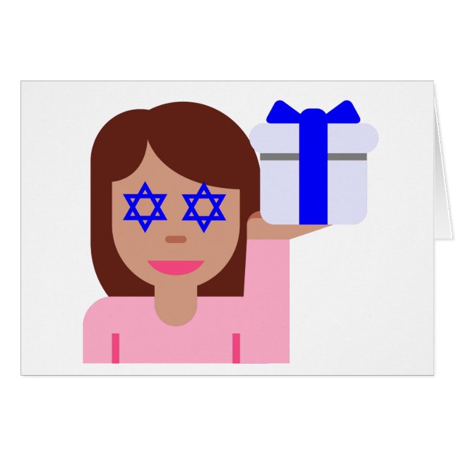 Chanukkah hair flip emoji hälsningskort (Framsidan Horizontal)