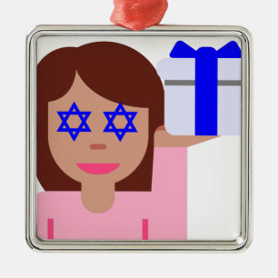 Chanukkah hair flip emoji julgransprydnad metall