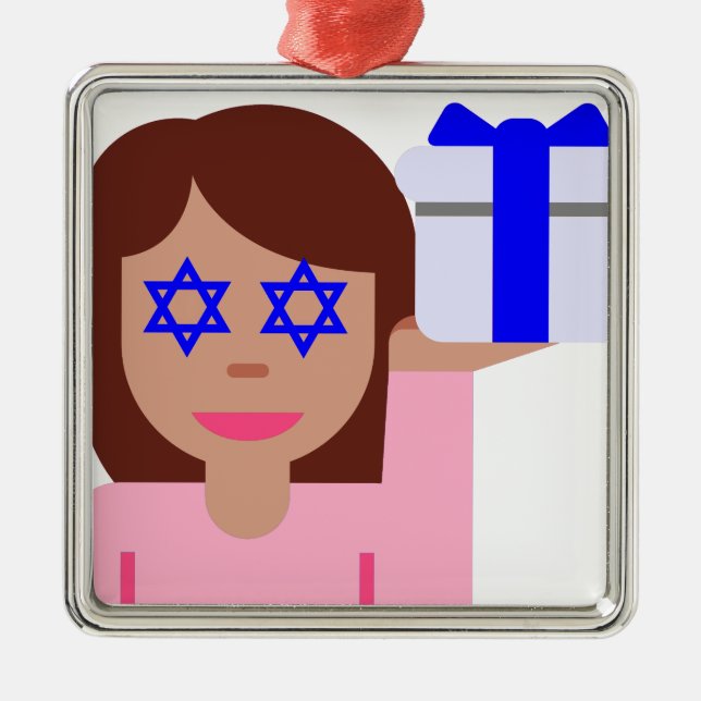 Chanukkah hair flip emoji julgransprydnad metall (Framsidan)