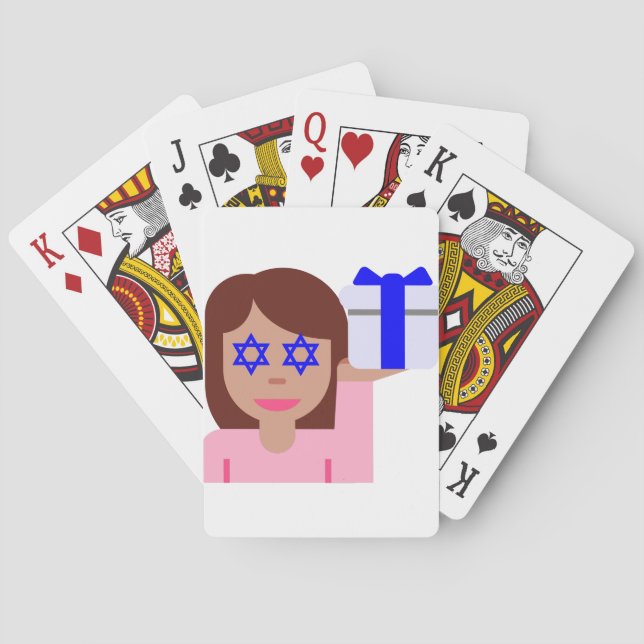 Chanukkah hair flip emoji kortlek (Baksidan)