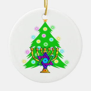 Chanukkah och jul julgransprydnad keramik