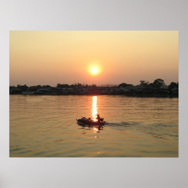 Chao Phraya-flod Solnedgång ... Ayutthaya, Thailan Poster (Framsidan)
