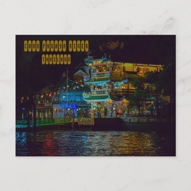 Chao Phraya River i Night Vykort (Framsida)