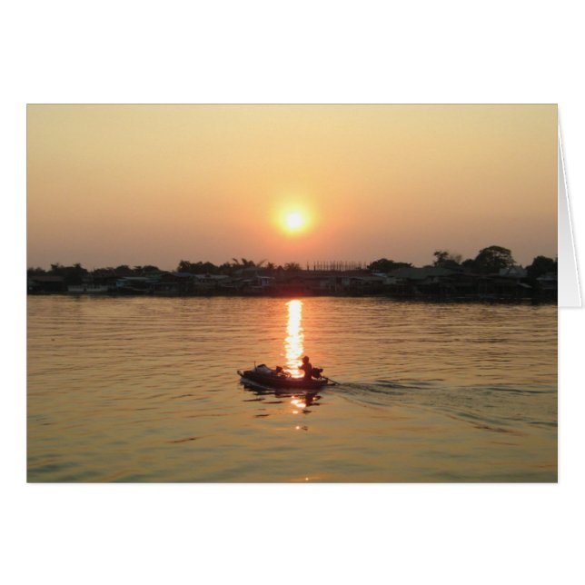 Chao Phraya River Sunset ... Ayutthaya, Thailand Hälsningskort (Framsidan Horizontal)