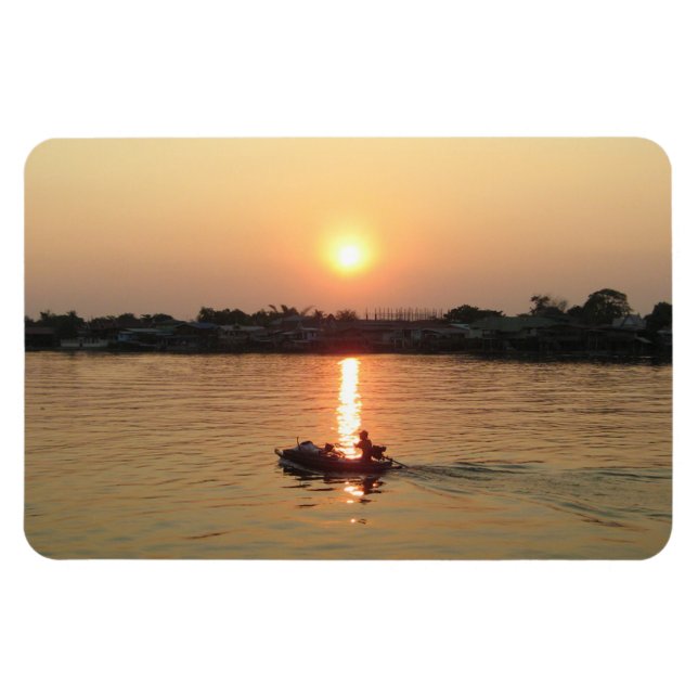 Chao Phraya River Sunset ... Ayutthaya, Thailand Magnet (Horisontell)