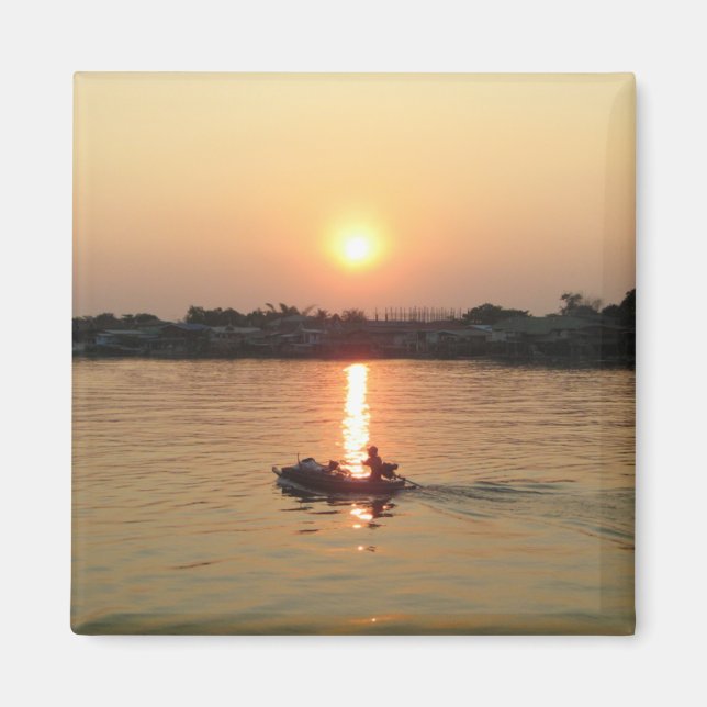 Chao Phraya River Sunset ... Ayutthaya, Thailand Magnet (Framsidan)