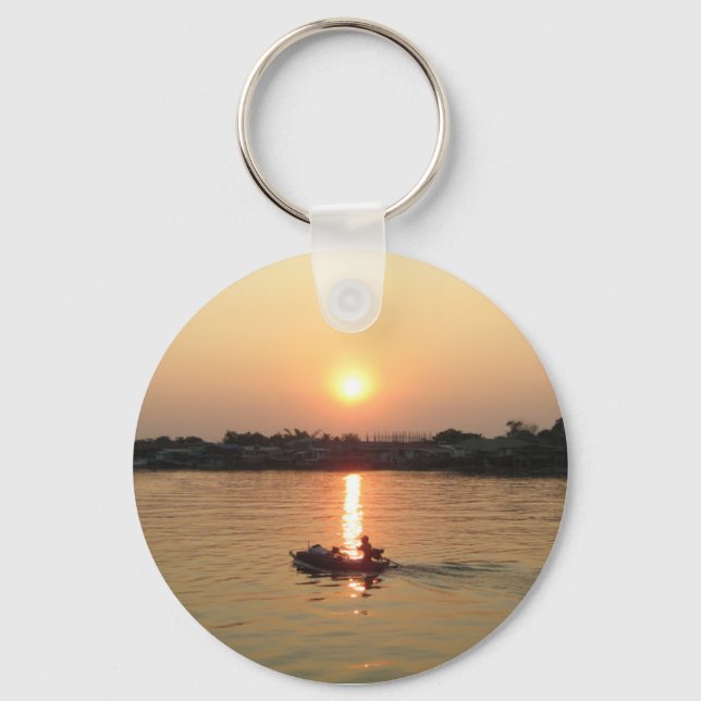 Chao Phraya River Sunset ... Ayutthaya, Thailand Nyckelring (Framsida)