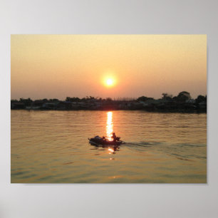 Chao Phraya River Sunset ... Ayutthaya, Thailand Poster