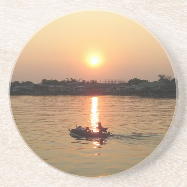Chao Phraya River Sunset ... Ayutthaya, Thailand Underlägg Sandsten (Framsidan)
