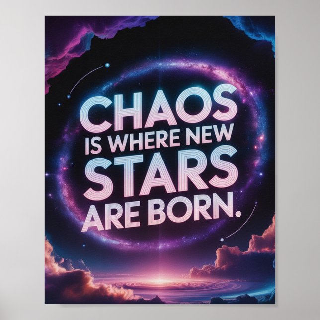 "Chaos är där nya stjärnor föds - inspirerande Poster (Framsidan)